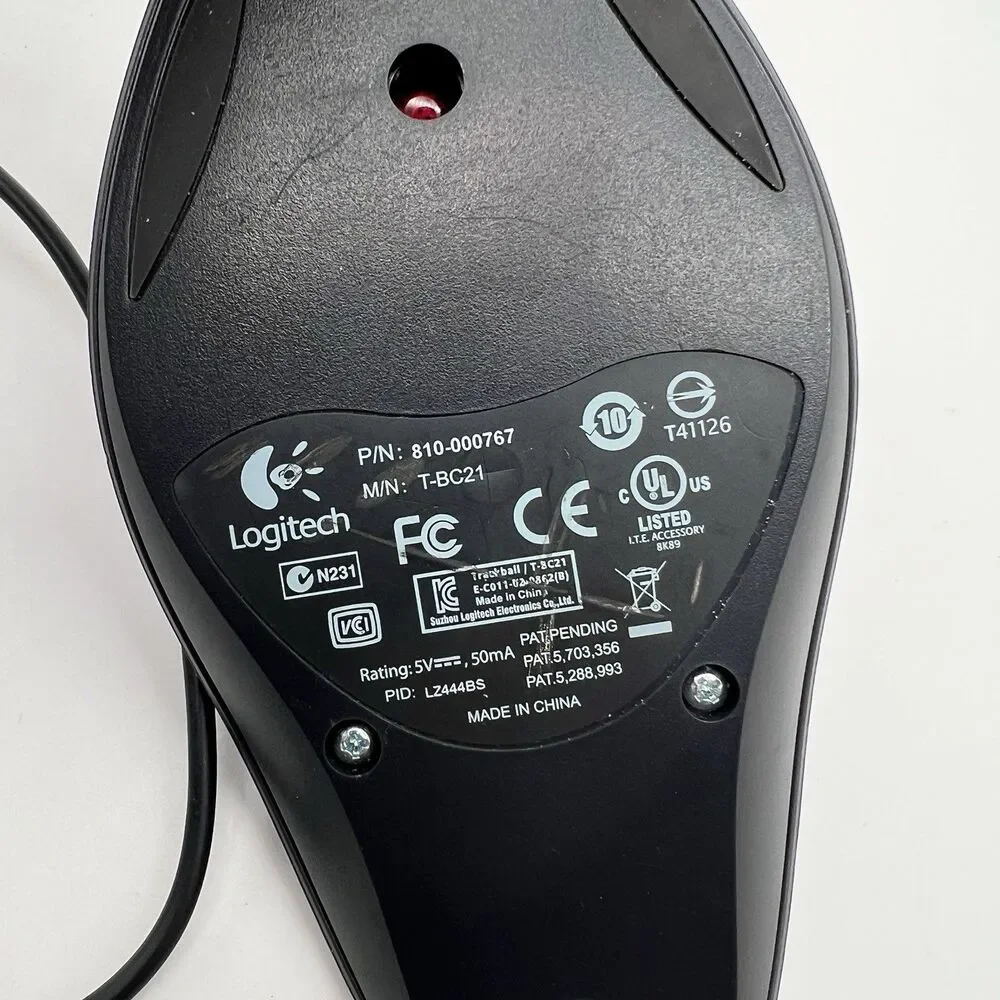 Logitech T-BC21  Trackman Trackball USB Mouse Marble Ball 810-000767 - TESTED